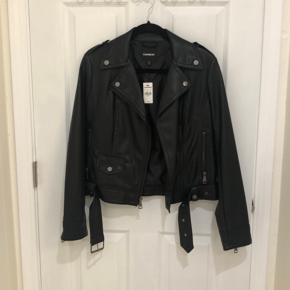 Express Faux Leather Jacket with Belt